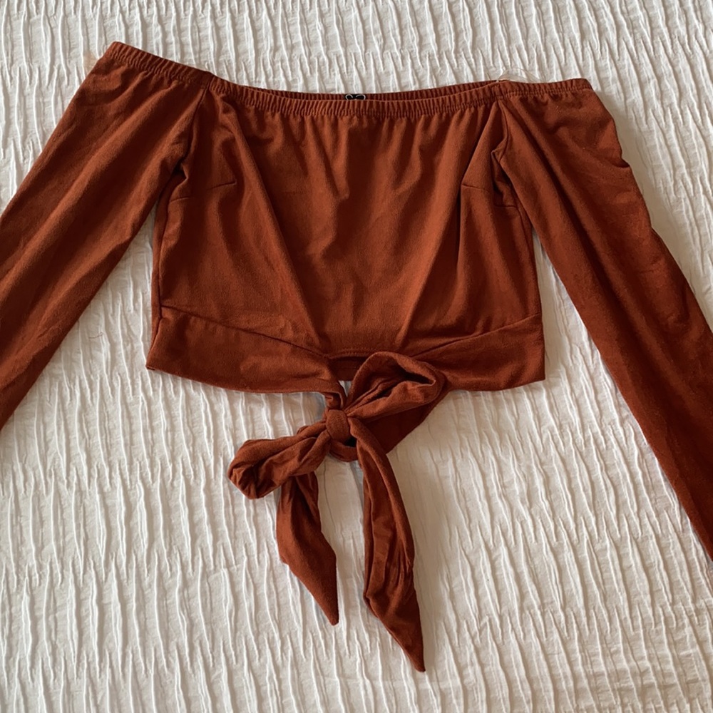 Long Sleeve Off the Shoulder Crop Top